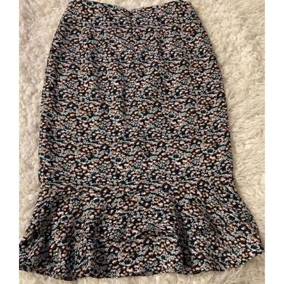 Ann Taylor Women's Midi Skirt Floral Tiered Hem Size 00 - Picture 8 of 8